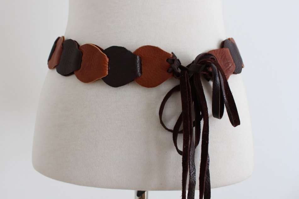 VINTAGE SOFT GENUINE LEATHER WOVEN TIE WAIST BELT