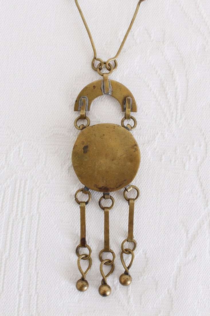 VINTAGE BRASS HAND MADE PENDANT NECKLACE