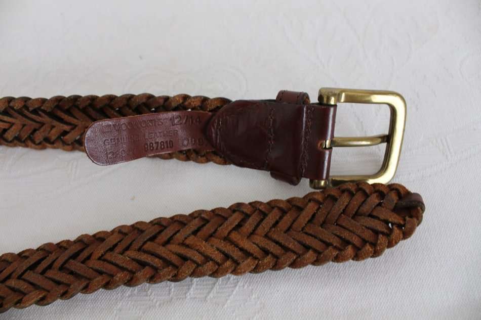 VINTAGE GENUINE LEATHER BROWN WOVEN BRAIDED BELT