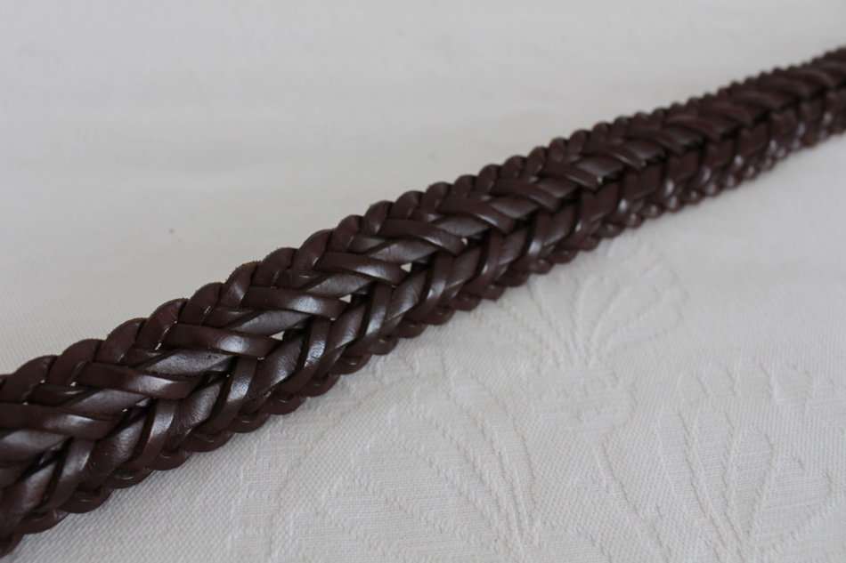 VINTAGE GENUINE LEATHER BROWN WOVEN BRAIDED BELT