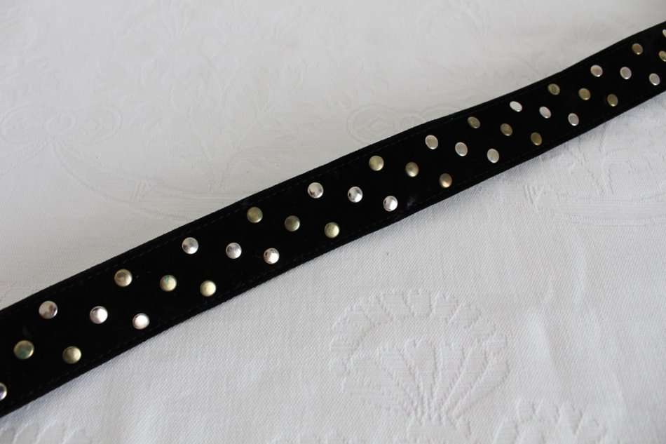 VINTAGE GENUINE SUEDE LEATHER BLACK STUDDED BELT