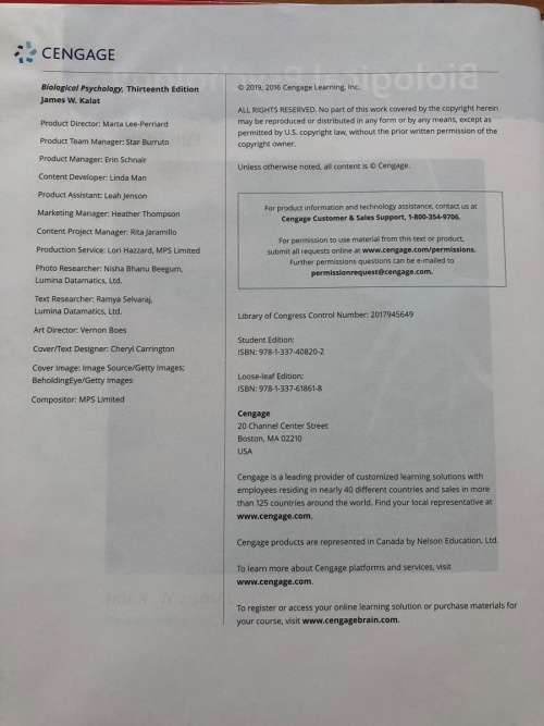 BIOLOGICAL PSYCHOLOGY - JAMES W. KALAT, 13TH EDITION