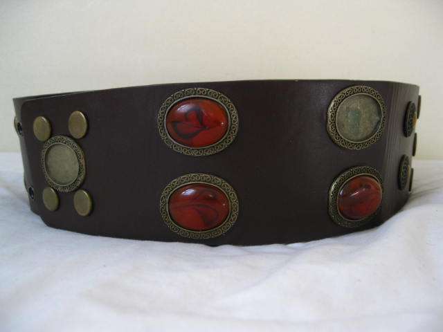 BROWN GENUINE LEATHER STUDDED BELT