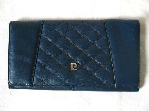 VINTAGE PIERRE CARDIN DESIGNER BLUE QUILTED CLUTCH BAG PURSE