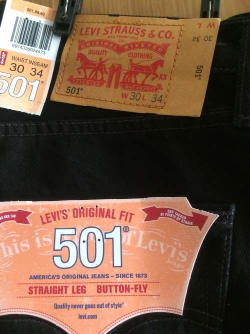 Levi's 501 Straight Leg Mens Jeans Black W30 L34