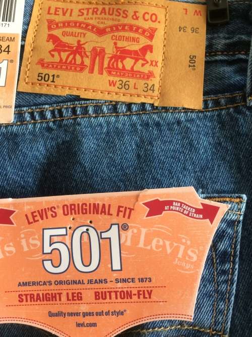Levi's 501 Straight Leg Mens Jeans Stonewash W36 L34