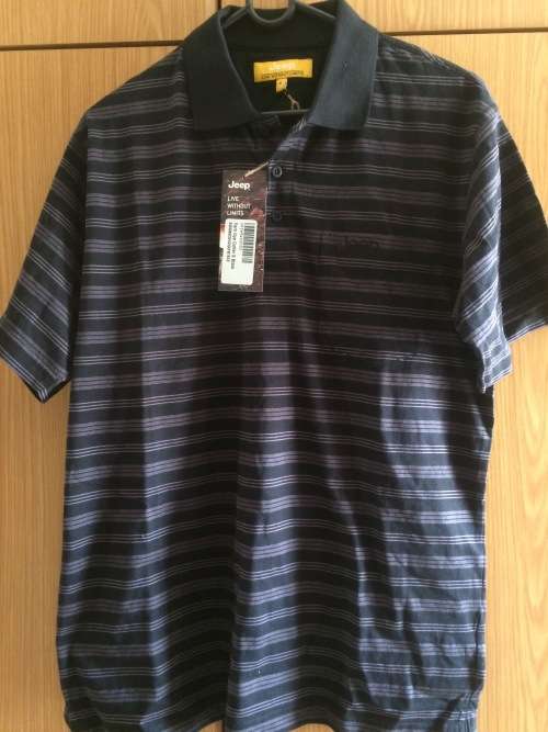 Jeep Mens Yarn Dye Golfer Black Small