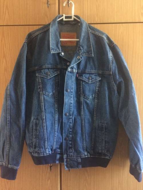 Levi`s Men`s Unbasic Bomber Denim Trucker Jacket Blue Large
