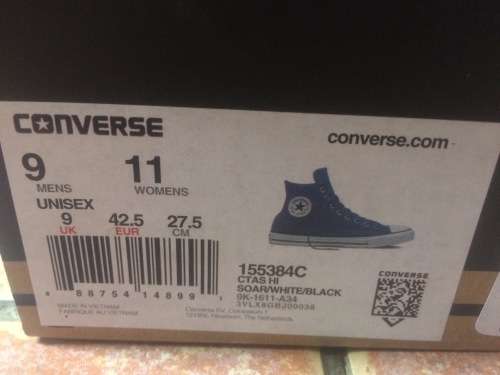 Converse Men`s CTAS Hi Top Light Blue Sneaker UK 9