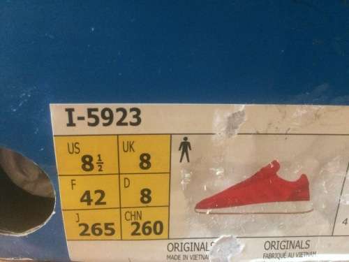 Adidas Mens I-5923 Red Sneaker UK 8