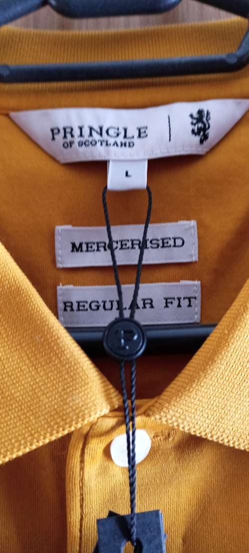 PRINGLE OF SCOTLAND Mustard Short Sleeve Golfer L