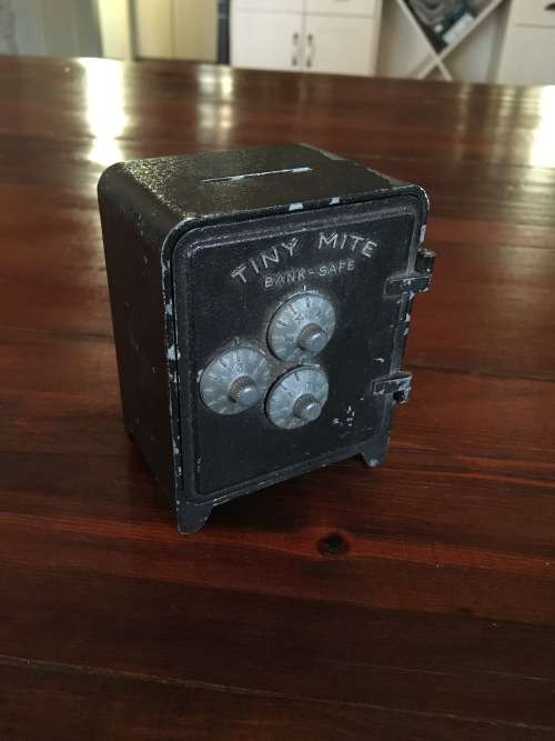 Tiny Mite Bank Safe Metal Money Box