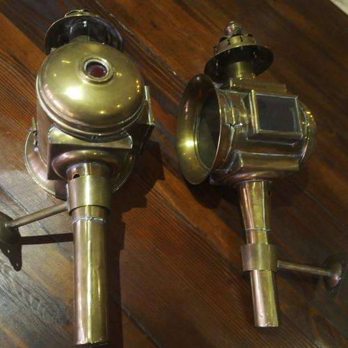 Brass Carriage Lamps, glass intact
