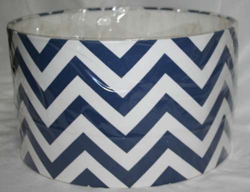 A STUNNING NEW LAMP SHADE IN NAVY BLUE AND WHITE BEAUTIFUL SHADE