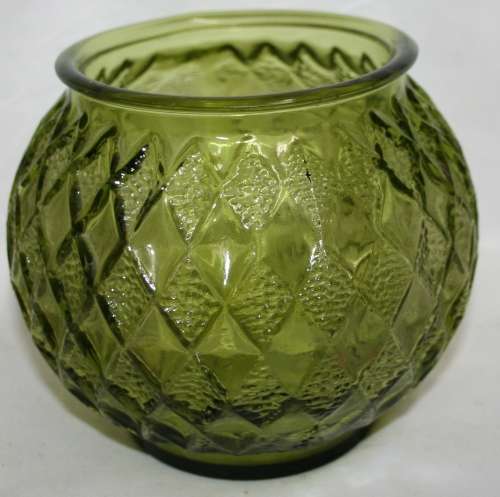 A AMAZING VINTAGE GREAN EMBOSSED ROUND GLASS BOWL/VASE