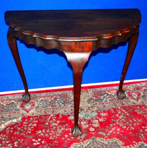 WOW A LARGE BALL & CLAW IMBUIA HALF MOON TABLE STUNNING FOR A ENTRANCE HALL!!!