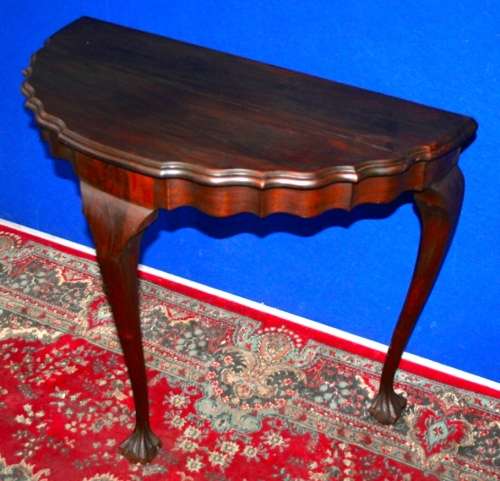 WOW A LARGE BALL & CLAW IMBUIA HALF MOON TABLE STUNNING FOR A ENTRANCE HALL!!!