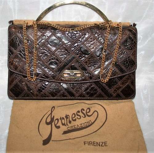 A GORGEOUS DESIGNER JEUNESSE CREATIONS HAN BAG - FIRENZE - WITH GOLD CHAIN SLING - STUNNING LEATHER