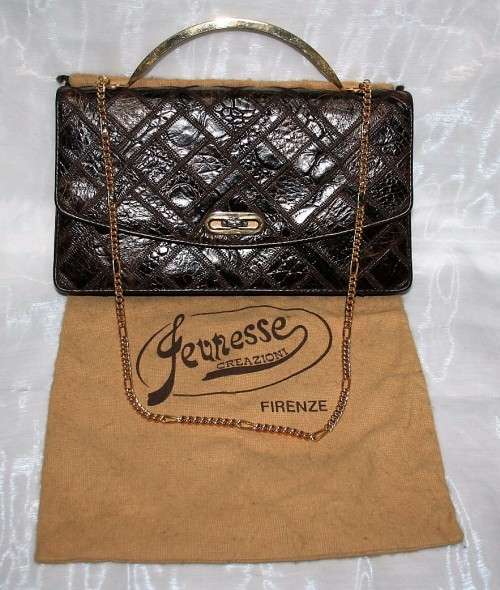 A GORGEOUS DESIGNER JEUNESSE CREATIONS HAN BAG - FIRENZE - WITH GOLD CHAIN SLING - STUNNING LEATHER