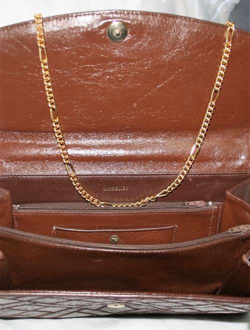 A GORGEOUS DESIGNER JEUNESSE CREATIONS HAN BAG - FIRENZE - WITH GOLD CHAIN SLING - STUNNING LEATHER