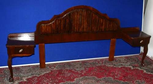 A MARVELOUS BALL & CLAW DOUBLE TO QUEEN HEADBOARD WITH TWO PEDESTALS ATTACHED STUNNING PIECE!!!