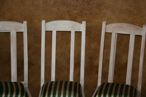 SIX STUNNING SOLLID WOOD SHABBY CHIC CHAIRS - GORGEOUS