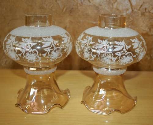 TWO MARVELOUS VINTAGE LAMP SHADES WITH A STUNNING SHAPE AND PATERN