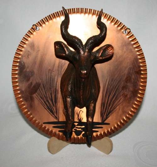 A marvelous 3D Copper Inlay Wall Hanging Plaque with a IMPALA - with full detailed description!!!