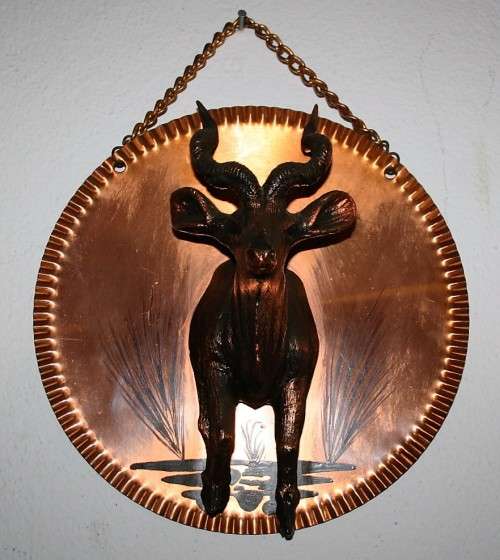 A marvelous 3D Copper Inlay Wall Hanging Plaque with a IMPALA - with full detailed description!!!