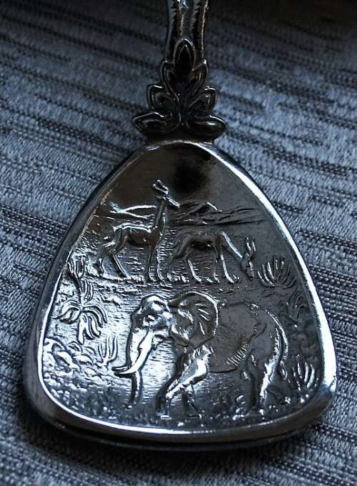 TWO GORGEOUS COLLECTABLE SUGAR SPOONS ONE COPPER ONE EPNS - MARKED PRETORIA - CAPE TOWN BID PER EACH