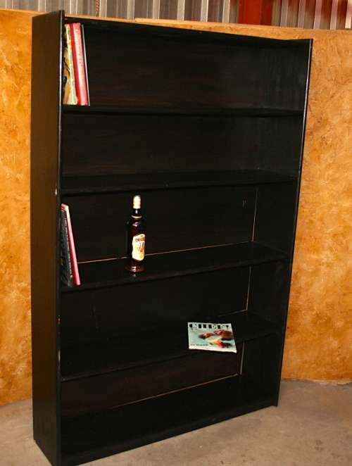 A STUNNING LARGE WOODEN BOOKSHELF PERFECT FOR A BOOK COLLECTION OR CD'S/DVD'S FINISH IN BLACK