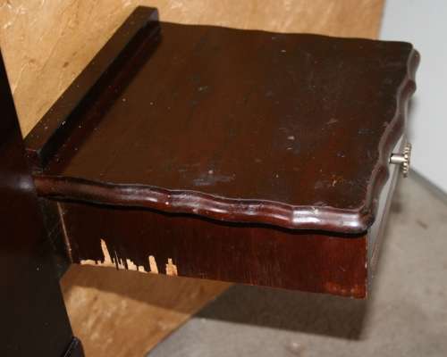 A GORGEOUS IMBUIA DOUBLE HEADBOARD WITH TO SIDE TABELS ATTACHED TO THE HEADBOARD!!!