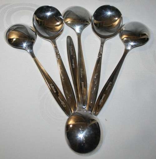 SIX ELEGANT HIRAM WILD SHEFFIELD ENGLAND SOUP SPOONS - FANTASTIC QUALITY!!! BID PER EACH!!!