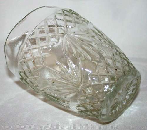 Vintage Milk Jug. Antique Glass Creamer. Antique Glass Oval Jug in geometric cut glass.