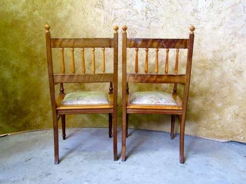 TWO EXQUISITE SOLID YELLOW WOOD & AFRICAN BLACKWOOD CARVER CHAIRS STUNNING DETAIL -BID PER EACH