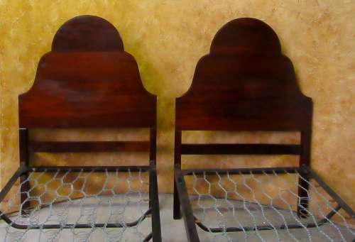 TWO EXQUISITE SOLID IMBUIA  BED SET w H/BOARD, F/BOARD & BASE IN EXCELLENT CONDITION! BID PER EACH
