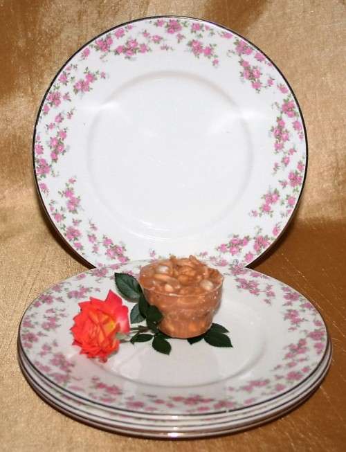 Four Gorgeous Fine Porcelain Myott Staffordshire Side Plates made in England Stunning Roses BID EACH