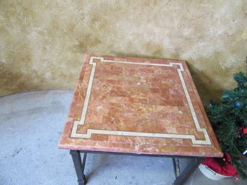 A MARVELOUS DETAILED OCASIONAL TABLE WITH RESIN CASTED TOP LOOK LIKE GRANITE - STUNNING