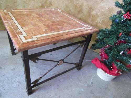 A MARVELOUS DETAILED OCASIONAL TABLE WITH RESIN CASTED TOP LOOK LIKE GRANITE - STUNNING