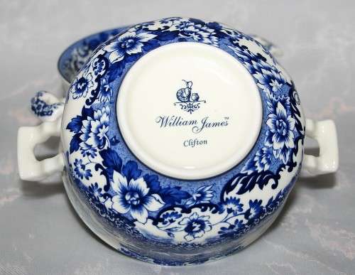 This is a William James English Porcelain Soup Bowls. The blue and white colors are of two people