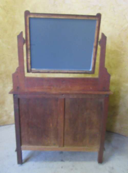 AN INCREDIBLE ANTIQUE SOLID  OAK 3-DRAWER WASH STAND/ TABLE WITH A MIRROR