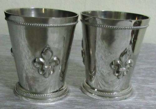 TWO SPECTACULAR SILVER PLATED GLASSES OR TEA LIGHT CANDLE HOLDERS STUNNING DESIGN