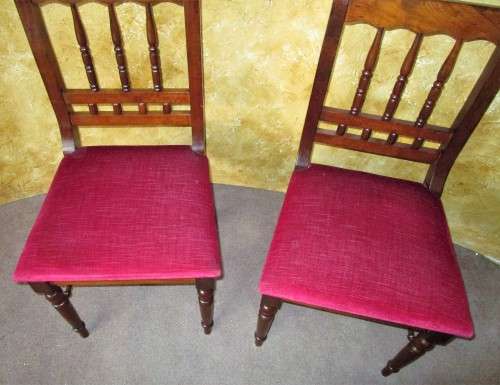 TWO GORGEOUS SOLLID WOOD DINING CHAIRS UPHOLSTERY IN GOOD CONDITION  BID PER EACH!!!
