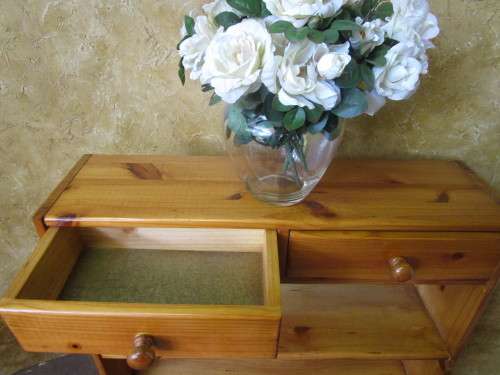 SOMETHING DIFFERENT A SOLLID WOOD BOOKSHELF - WITH TWO DRAWERS ON TOP MARVELOUS