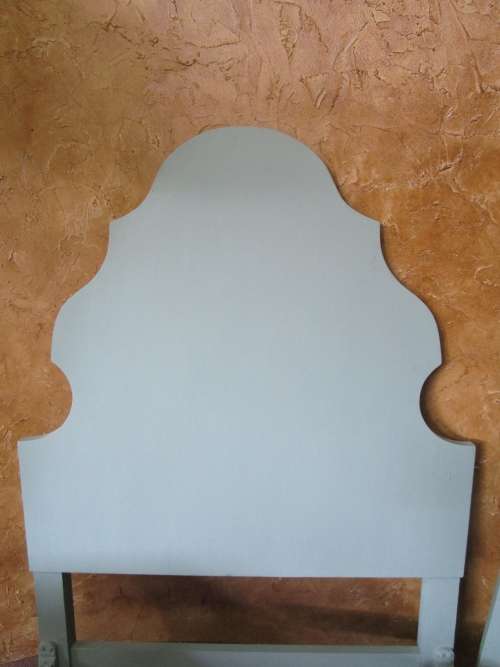 TWO MARVELOUS SINGLE HEAD BOARDS WITH A STUNNING SHAPE FINISHED IN A DUCK EGG CHALK PAINT - BID P/E