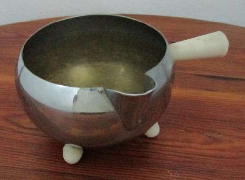 1950s Vintage Ever hot Teapot, Milk Creamer Chrome plated, insulated, earthenware