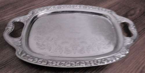 A WONDERFUL ORNATE LITTLE SILVER PLATED CONDIMENT TRAY