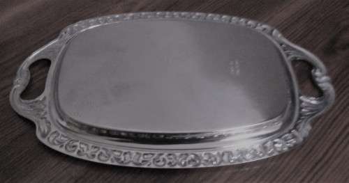 A WONDERFUL ORNATE LITTLE SILVER PLATED CONDIMENT TRAY