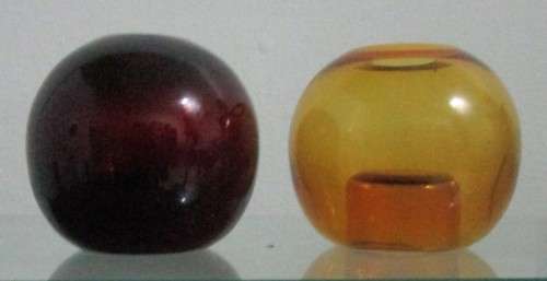 TWO FANTASTIC LARGE ROUND COLORED TEA LIGHT CANDLE HOLDERS BID PER EACH