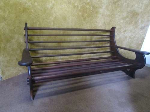 A VERY DIFFERENT VINTAGE LARGE SOLLID WOOD BENCH IN GOOD CONDITION STUNNING PIECE OF FURNITURE